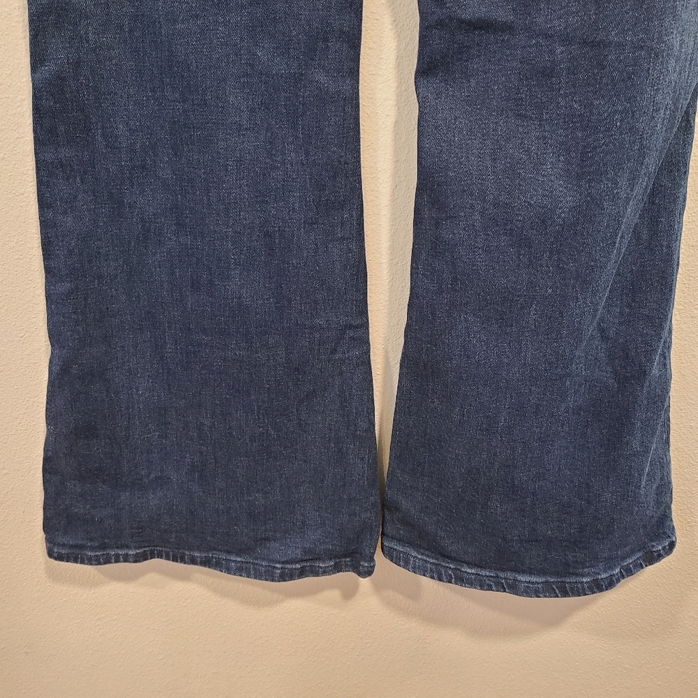 Anthro Pilcro High Rise Flare Dark Wash Jeans - Picture 6 of 8